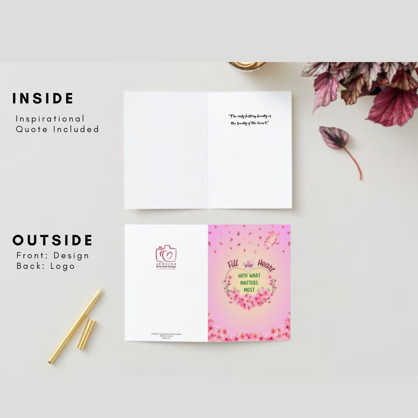 "Fill Your Heart" Nature Greeting Card (As-Is or Custom) | Inspirational, Motivational & Uplifting | Mindful, Mental Health, Faith, Belief, Self-Care, Love | Perfect Gift for Dream Chasers, Friends, Family & Loved Ones