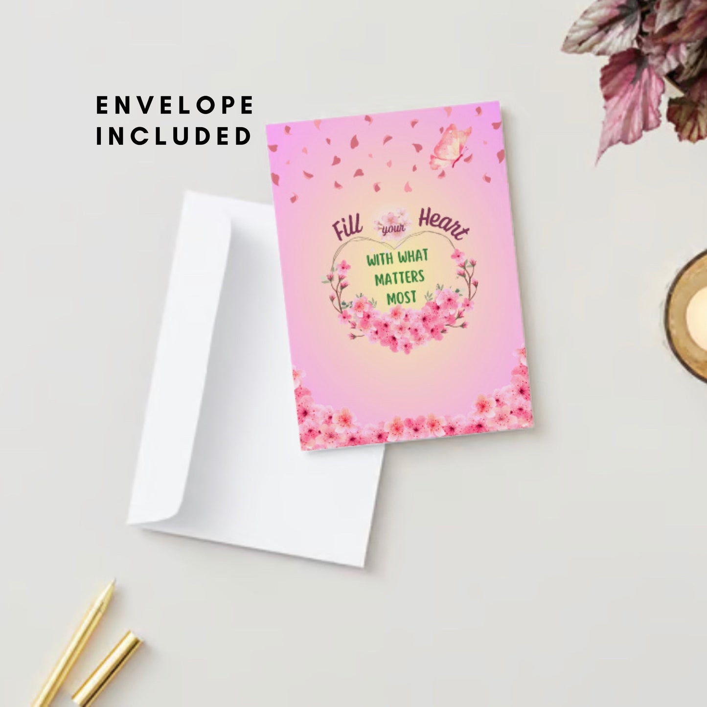 "Fill Your Heart" Nature Greeting Card (As-Is or Custom) | Inspirational, Motivational & Uplifting | Mindful, Mental Health, Faith, Belief, Self-Care, Love | Perfect Gift for Dream Chasers, Friends, Family & Loved Ones