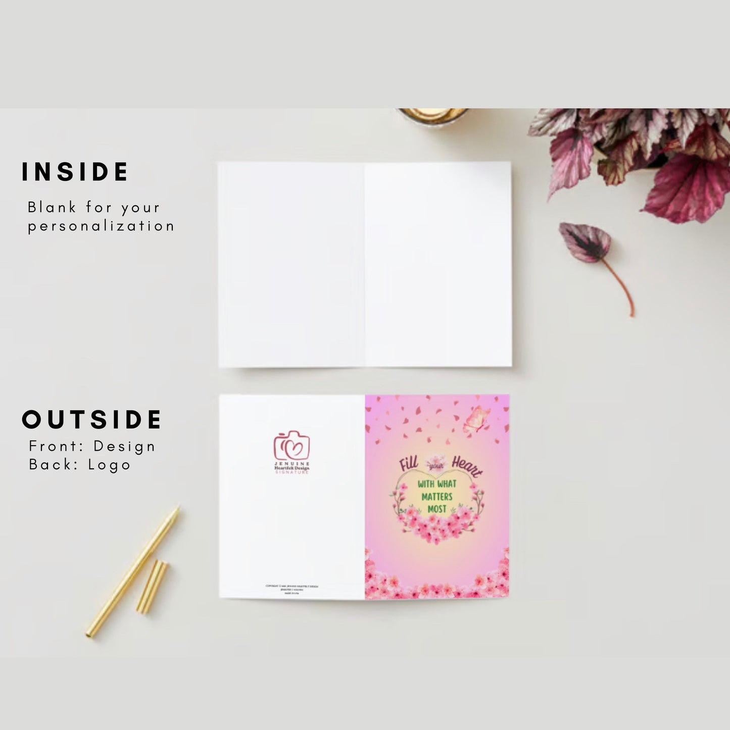 "Fill Your Heart" Nature Greeting Card (As-Is or Custom) | Inspirational, Motivational & Uplifting | Mindful, Mental Health, Faith, Belief, Self-Care, Love | Perfect Gift for Dream Chasers, Friends, Family & Loved Ones